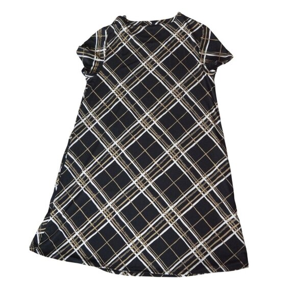 Apt. 9 Womens Black Tan Plaid A Line Dress Size L Polyester Spandex Blend - Picture 6 of 6